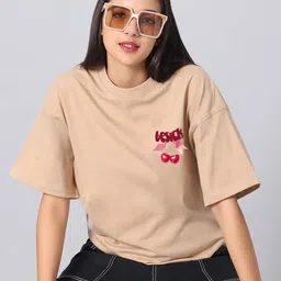 Besick Women Cotton Printed Oversized Tshirt-picture-12