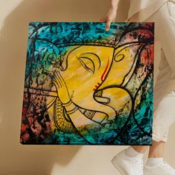 Art Street Yellow & Blue Religious Printed Canvas Wall Art image 3