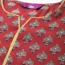 Libas Red Printed Straight Kurta image 4