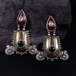 Abdesigns Oxidised Silver Plated Two Tone Handcrafted Earrings-picture-29