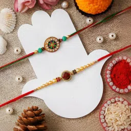 eCraftIndia Set of 2 Floral Rudraksha Religious Rakhis for Brothers image 4