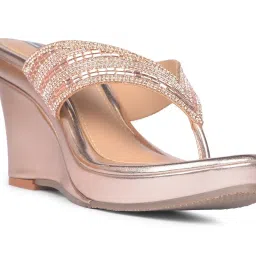 Bata Women's MIA Rose Gold Thong Wedges image 4