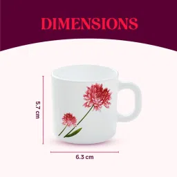 Larah by Borosil White Ceramic Tea & Coffee Mug - Set fo 6 100ml image 4