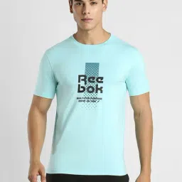 Reebok Blue Slim Fit Print T-Shirt-image-0