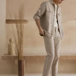 Andamen Khaki Blended Regular Fit Chevron Jacket image 4