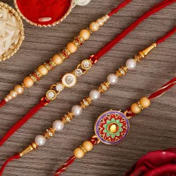 eCraftIndia Assorted Multicolor Rakhi with Saraswati Idol image 4