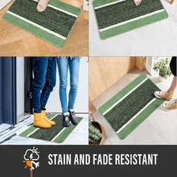 Kuber Industries Blue & Green 6 Pieces Striped Anti-Skid Microfiber Doormats image 5