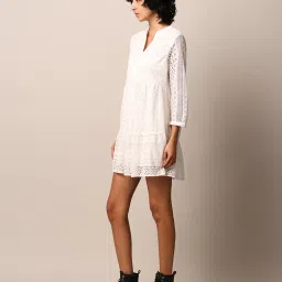 Only White Self Design A Line Dress image 4