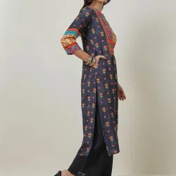 Soch Black Printed Straight Kurta image 4
