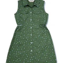 Gini & Jony Kids Green & Blue Cotton Floral Print Dress-picture-18