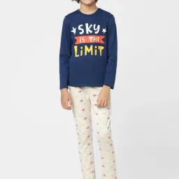 Jack & Jones Junior Navy & White Cotton Graphic Full Sleeves T-Shirt Set-picture-22