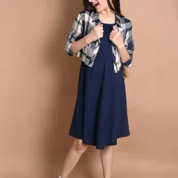 LilPicks Kids Navy & White Printed Dress-image-11