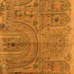 Desh Bidesh Pink & Yellow Printed Saree With Unstitched Blouse image 4