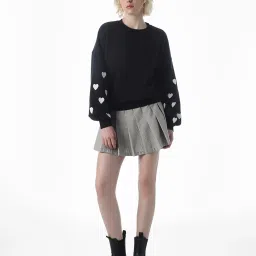 Only Black Cotton Solid Sweatshirt image 4