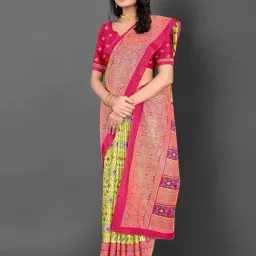 Saree Mall Green Printed Sarees With Unstitched Blouse-image-14