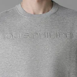 Louis Philippe Grey Cotton Regular Fit Logo Printed Sweatshirt image 4