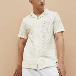 Forca By Lifestyle Off White Regular Fit Self Pattern Shirt-picture-23