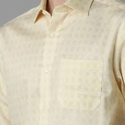 Louis Philippe Yellow Cotton Regular Fit Printed Shirt image 4