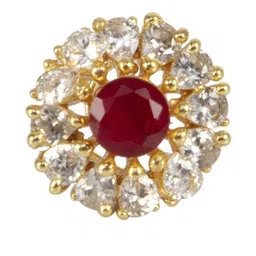 FIROZA Gold-Plated Cubic Zirconia Studded Stud Nosepin image 3