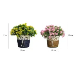 Foliyaj Multicolor Plastic Artificial Flower Plant With Pot - Set of 2 image 2
