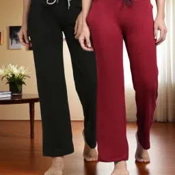 Kryptic Black & Maroon Solid Lounge Pants - Pack Of 2-picture-27