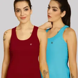 Friskers Maroon & Blue Cotton Sports Tank Top - Pack Of 2-picture-11