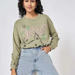People by Pantaloons Green Printed Sweatshirt image 4
