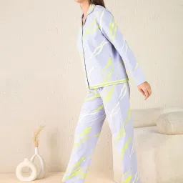 Sweet Dreams Purple Heather Cotton Geometric Pyjama Set image 4