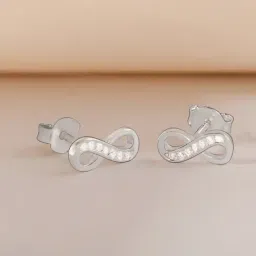 Touch925 Silver Infinity CZ Stud Earrings for Women-image-88