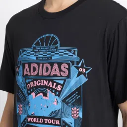 Adidas Black 100% Cotton Regular PrintedT-Shirt image 4
