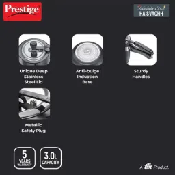 Prestige Black Hard Anodised Nakshatra Duo Plus Svachh Pressure Cooker (3 L) image 4