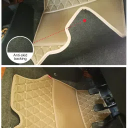 Elegant Luxury Leatherette Beige Carpet Car Mat Compatible With Skoda Superb 2016 Onwards image 3