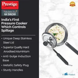 Prestige Black Hard Anodised Nakshatra Duo Plus Svachh Pressure Cooker (3 L) image 2