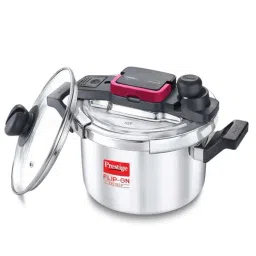 Prestige Silver And Black Stainless Steel 18 cm Flip-On Pressure Cooker With Glass Lid (3 L)-image-48