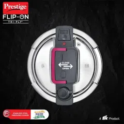 Prestige Silver And Black Stainless Steel 18 cm Flip-On Pressure Cooker With Glass Lid (3 L) image 5
