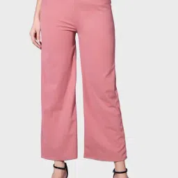 BUYNEWTREND Pink Mid Rise Trousers-image-8