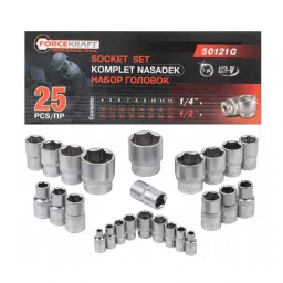 FORCEKRAFT 25 Pcs Impact Sockets Kit Chrome Vanadium Steel 1/2 Inch (12.7 mm) Size, FK-50121G-picture-28