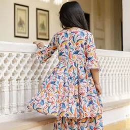 Cutiediva Girls Floral Printed Regular Pure Cotton Kurta with Sharara & With Dupatta image 4