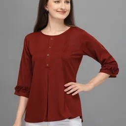 Prettify Women Maroon Solid  Top-picture-14