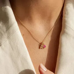 FAB COUTURE Gold-Plated Zircon Studded Geometric Pendants with Chains-picture-38