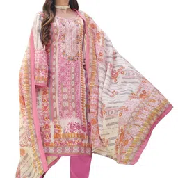 DRAVINAM Trends Embroidered Pure Cotton Unstitched Dress Material-image-92