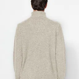 Trendyol Men Turtle Neck Self Design Sweater image 4