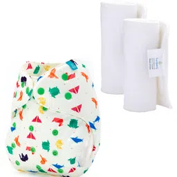 Bumberry Adjustable Reusable Cloth Diaper Cover With Insert Origami Print - White-picture-25