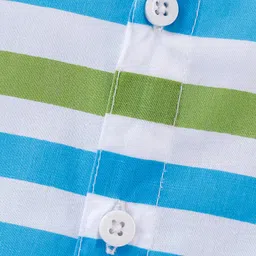 Babyhug 100% Cotton Woven Half Sleeve Striped Shirt - White & Blue image 3