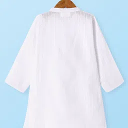 Babyhug Cotton Woven Full Sleeves Textured Kurta Dhoti Set - White image 3