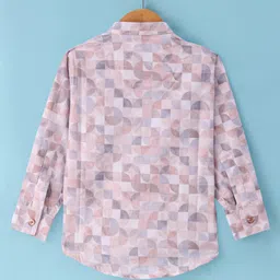 Dapper Dudes Full Sleeves Geometric Printed Shirt - Fawn image 3