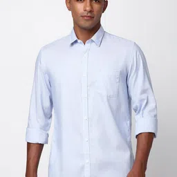 Peter England Casuals Men Spread Collar Vertical Striped Cotton Slim Fit Shirt-picture-31