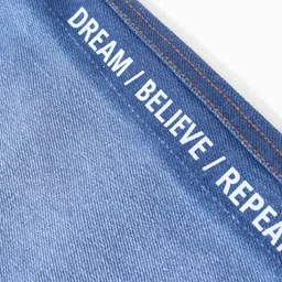 Little Kangaroos  Full Length Denim Jeans with Pouch Bag & Text Print -Light Blue image 4