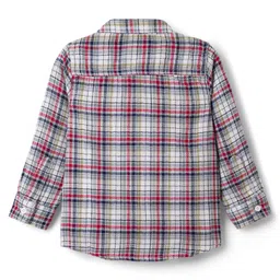 Babyhug Cotton Knit Full Sleeves Checkered Shirt & Trouser Set - Beige image 4