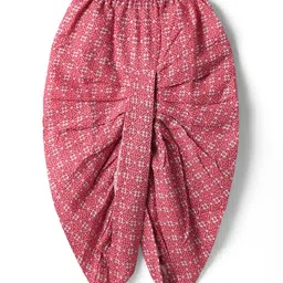 Babyhug Cotton Woven Full Sleeves Kurta Dhoti Set with Cambric Dhari & Floral Print -Red image 5